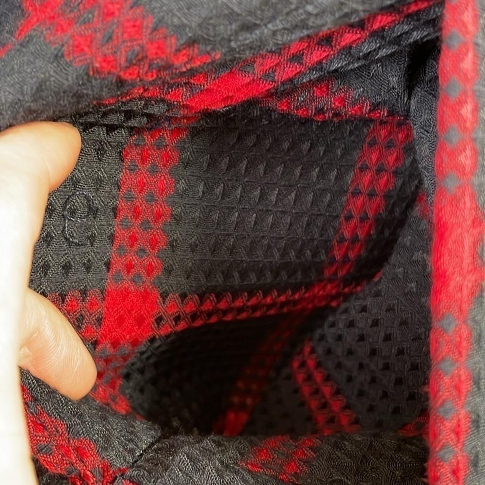 Entro Jacket Women's M Medium Blue Red Plaid Flare Sleeves Waffle Full Zip - Picture 11 of 16